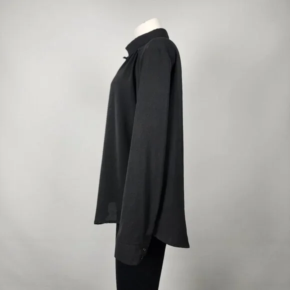 Have Black Pleated Button Up Long Sleeves Top Size L - Picture 5 of 9